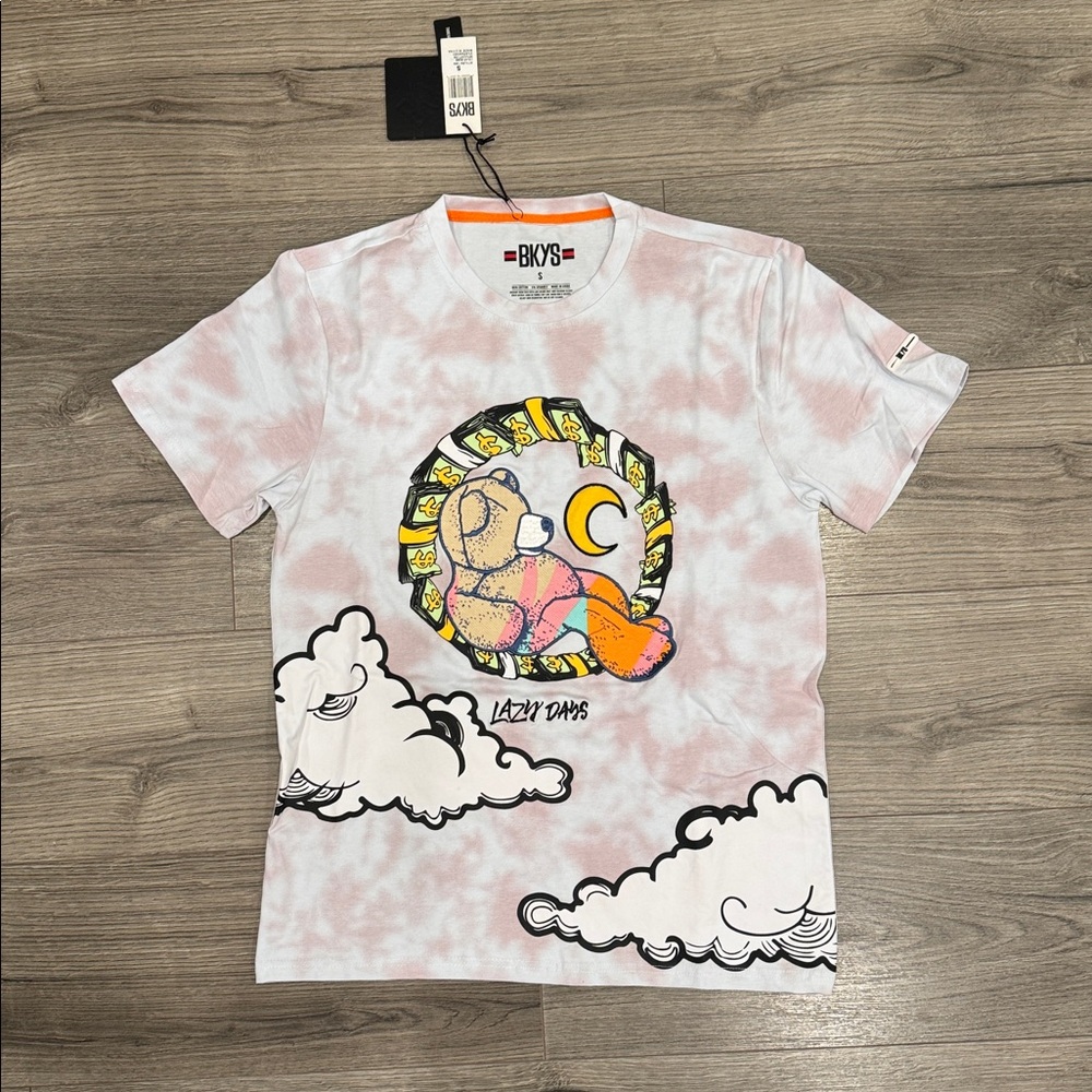 BKYS Lazy Day Teddy Bear In The Clouds Tye Dye Tee Men’s Size Small